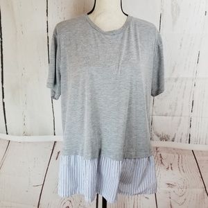 ASOS Knit Top Blouse Sz 14 Gray White Stripe
